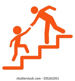 Education Steps vector icon. Style is flat symbol, orange color, rounded angles, white background.