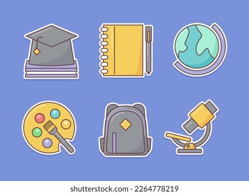 stickers de educación. diseño de estilo plano vectorial de icono con contorno