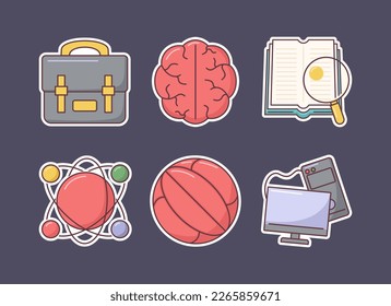stickers de educación. diseño de estilo plano vectorial de icono con contorno