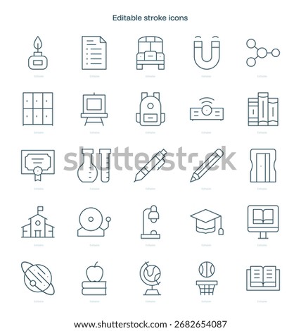 Education stroke icon. Education line icon set. editable stroke icon pack
