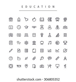 Education Stroke Icons Set. Isolated on white background.