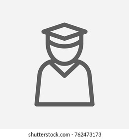 Education student icon line. Isolated symbol on webinar topic with education student icon, graduation man and person meaning vector illustration.