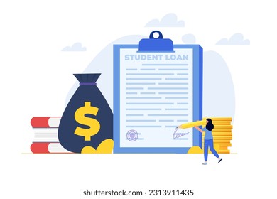 Education, student loan, university and tuition fee concept. Vector illustration.