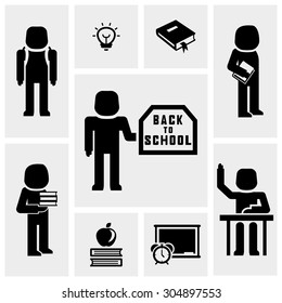 education student pupil vector icons set on gray