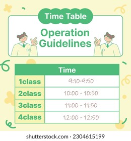 Education. Students studying hard and taking exams. time table template