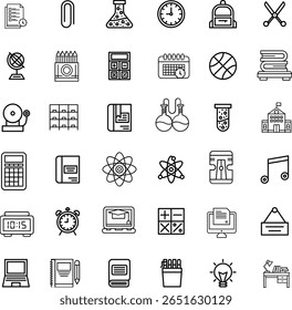 education and study line icon vector icon set