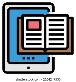 Estudio de educación Vector de iconos en línea , APRENDIZAJE DE TABLET