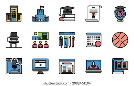Education Study Online Icons Vector, school, Technology, E-Learning