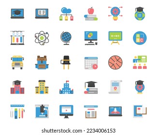 Education Study Online Icons Vector, Student, Training, E-Learning
