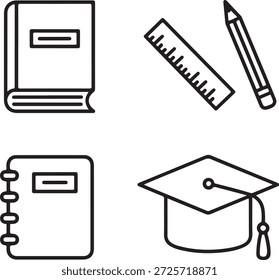 Conjunto de iconos de esquema de herramientas de estudio de Educación