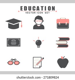Education Studying Learning Activity Icons Set Concept