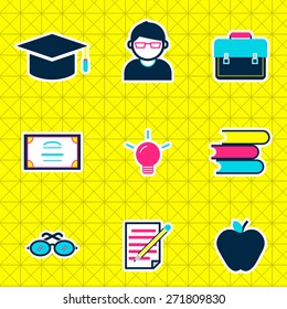 Education Studying Learning Activity Icons Set Concept