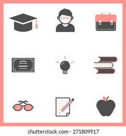 Concepto de conjunto de iconos de la actividad de aprendizaje de la educación