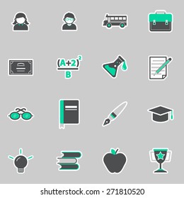 Education Studying Learning Activity Icons Set Stock Vector (Royalty ...