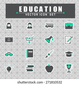 Education Studying Learning Activity Icons Set Concept