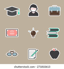 Education Studying Learning Activity Icons Set Concept