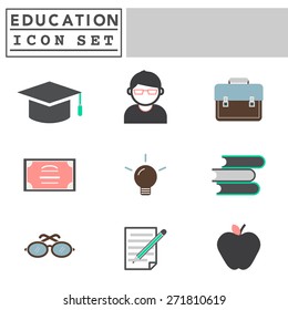 Education Studying Learning Activity Icons Set Concept