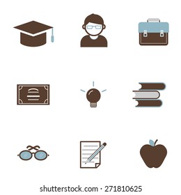 Education Studying Learning Activity Icons Set Concept