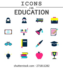 Education Studying Learning Activity Icons Set Concept