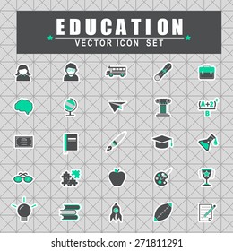 Education Studying Learning Activity Icons Set Concept