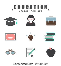 Education Studying Learning Activity Icons Set Concept