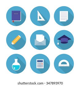 education stuff (school) icons, vector illustration