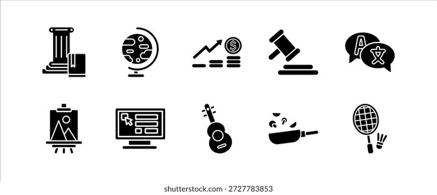 Icono de tema de Educación para humanidades de ciencias, habilidades creativas y lecciones escolares