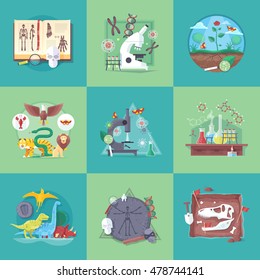 Education subjects icons. School and university learning disciplines. Vector flat cartoon illustrations set.