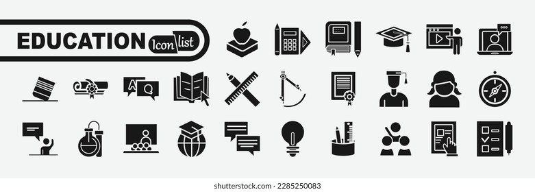 Education, success, academic subjects and more icons.


