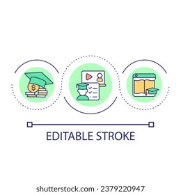 Education success loop concept icon. Self development. Personal growth. Training skills. Graduating abstract idea thin line illustration. Isolated outline drawing. Editable stroke. Arial font used