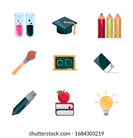 education supply study school stationery icons set vector illustration isolated icon