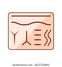 educação sutura prática pad desenho animado. cirurgia de saúde, aprendizagem técnica, modelo de educação sintética sutura prática pad sinal.