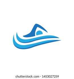 Education Swim blue Color Logo Design