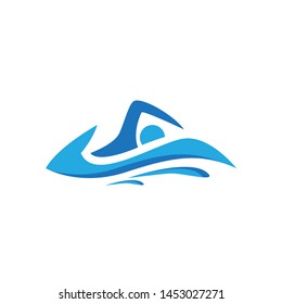 Education Swim blue Color Logo Design