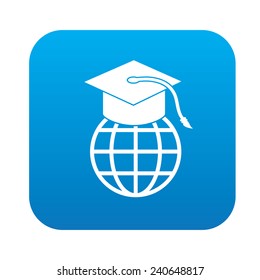 Education symbol design on blue button,clean vector