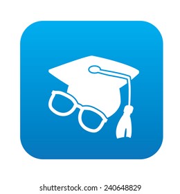 Education symbol design on blue button,clean vector