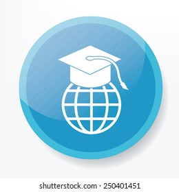 Education symbol design on blue button,clean vector