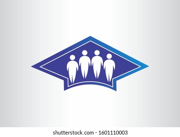 Education symbol design template. People with graduation hat concept