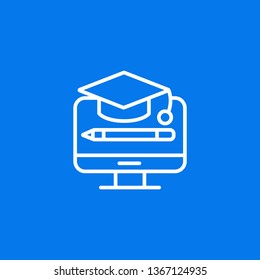Education symbol icon- education cap,pencil on the monitor screen vector illustration