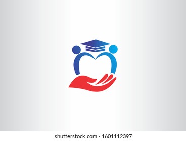 Education Symbol. knowledgeable people design template with hand concept