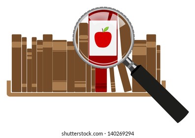 education symbol with magnifying glasses and apple