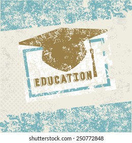 Education symbol on old paper,grunge vector