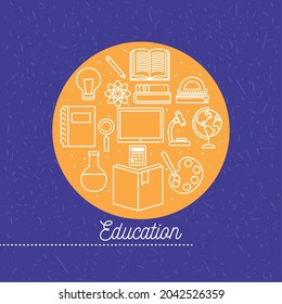 Símbolo de educación puesto en círculo sobre fondo azul
