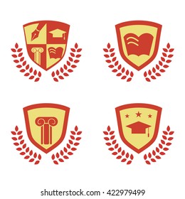 Education Symbol Shield Badge Set
