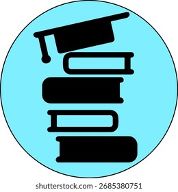 Bildungs-Symbolstapel von Büchern und Abschlusskappe