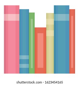 Education symbol stack of books, red green color.