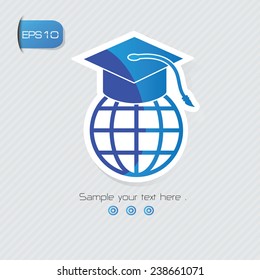 Education symbol,sticker design,blue version,clean vector