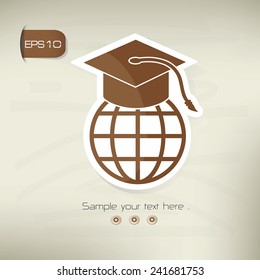 Education symbol,sticker design,brown version,clean vector