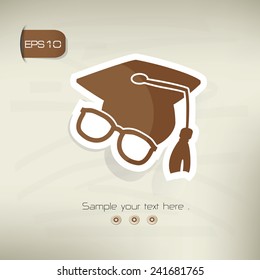Education symbol,sticker design,brown version,clean vector