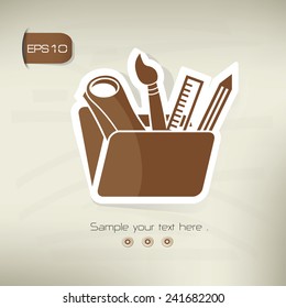 Education symbol,sticker design,brown version,clean vector